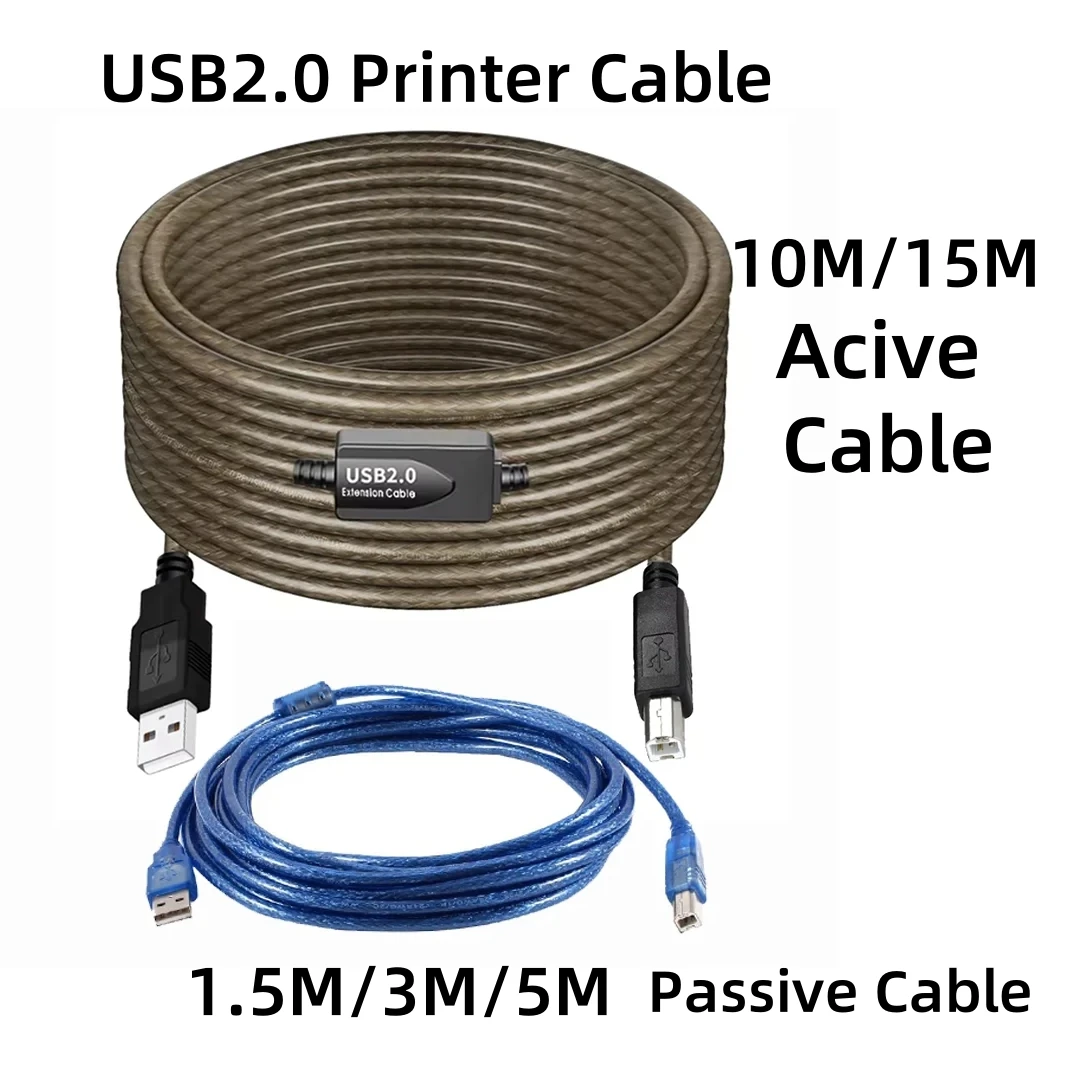 10M/15M USB 2.0 A to B Active Repeater Cable with Signal Booster Chip 480Mbps High-Speed Data Transfer for PC Laptop Printer
10M/15M USB 2.0 A to B Active Repeater Cable with Signal Booster Chip 480Mbps High-Speed Data Transfer for PC Laptop Printer