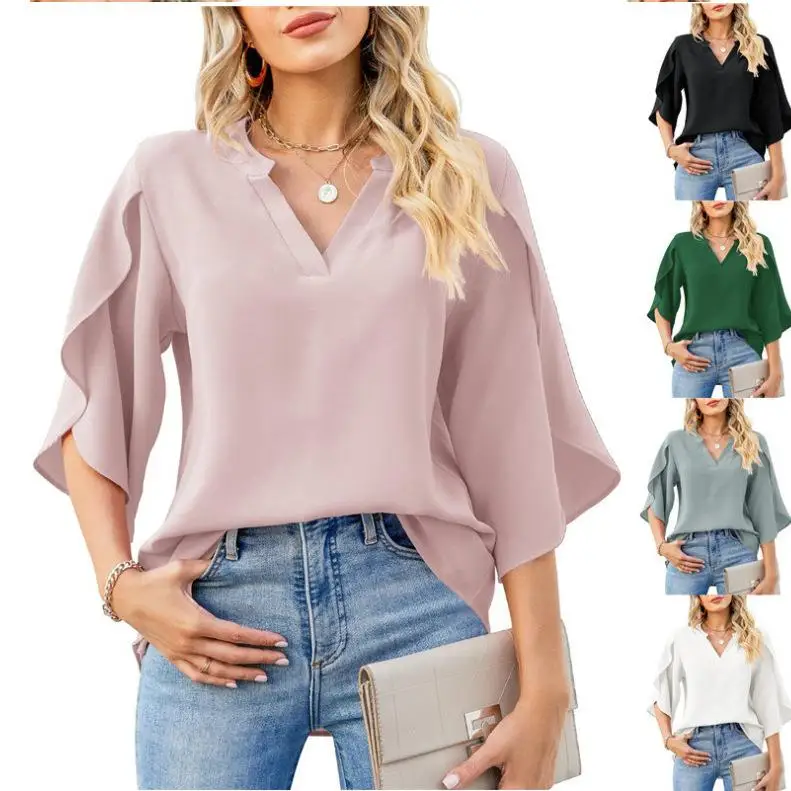 Elegant Women's Petal SVE Collar Shirt Loose Fit Polyester Short Sleeve Color Polyester Fiber Non-Shrinking Spring 2025
Elegant Women's Petal SVE Collar Shirt Loose Fit Polyester Short Sleeve Color Polyester Fiber Non-Shrinking Spring 2025