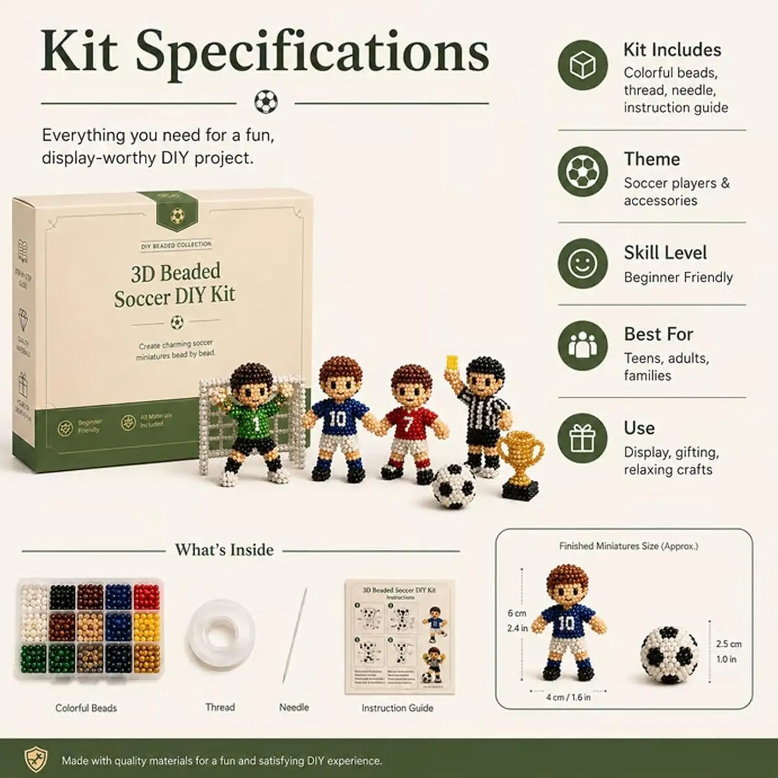 Kids Bead Kit DIY Soccer Player Craft with Instructions Colorful 3D Figure Bead Kit for Teens Students Adults Beginners
Kids Bead Kit DIY Soccer Player Craft with Instructions Colorful 3D Figure Bead Kit for Teens Students Adults Beginners