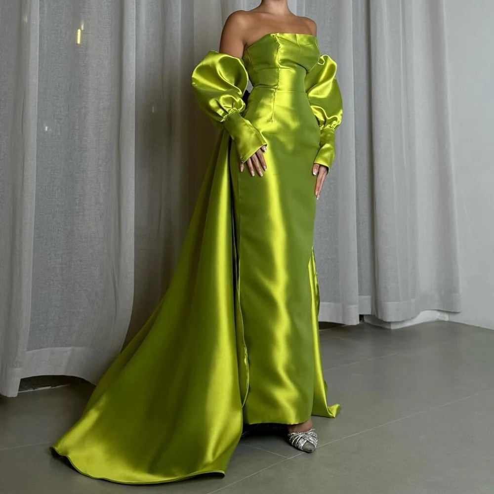 Customized Exquisite Pleat Strapless Ankle Length Straight Vestidos Para Mujer Satin Detachable Sleeve Vestidos De Fie
Customized Exquisite Pleat Strapless Ankle Length Straight Vestidos Para Mujer Satin Detachable Sleeve Vestidos De Fie