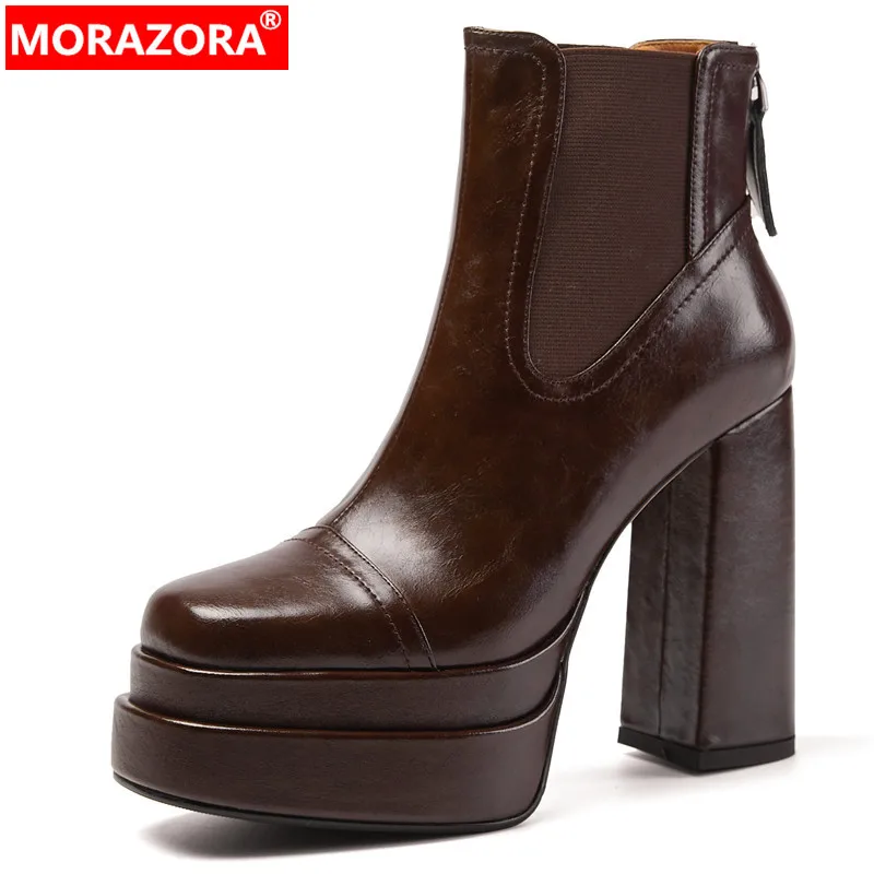 MORAZORA 2024 New Genuine Leather Women's Ankle Boots Zipper Fashion Female Platform Winter Boots Thick High Heels Modern Boots
MORAZORA 2024 New Genuine Leather Women's Ankle Boots Zipper Fashion Female Platform Winter Boots Thick High Heels Modern Boots