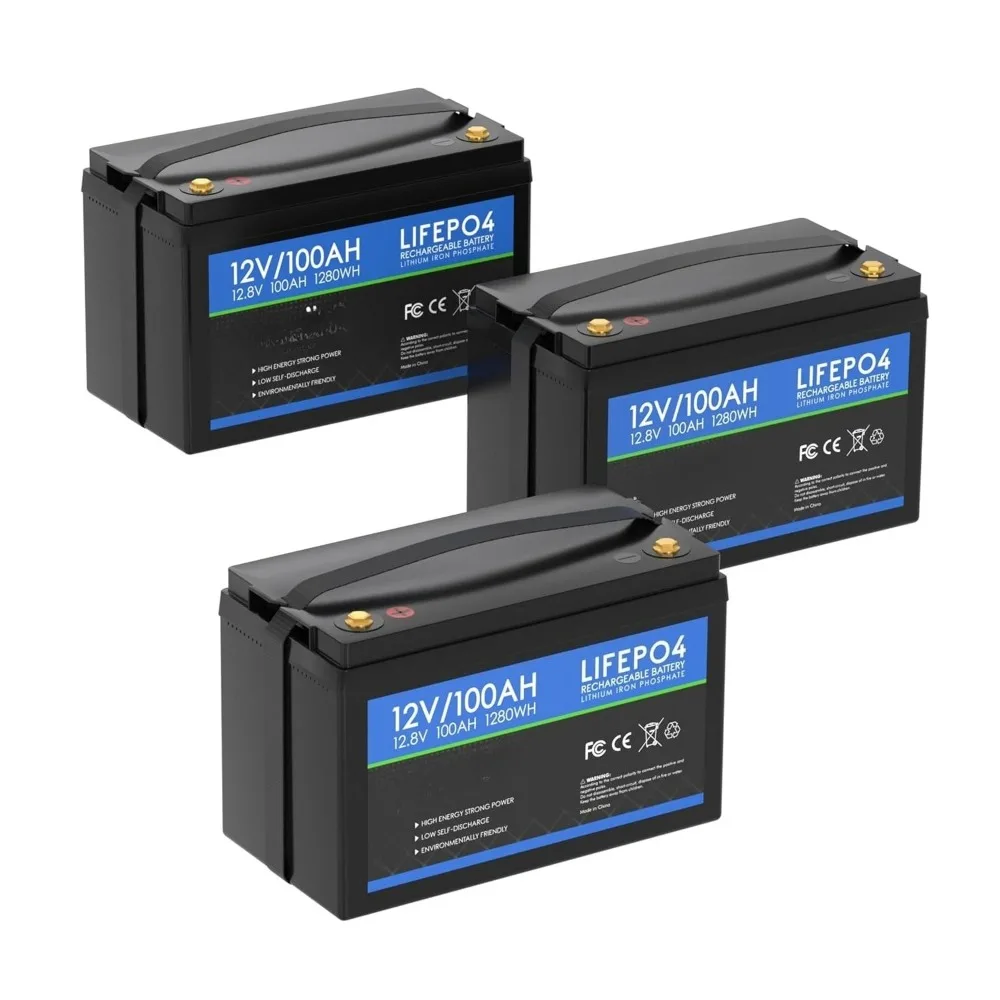 12V 100Ah LiFePO4 Lithium Battery 3 Pack, 2000+ Cycles, Rechargeable, Built-in Smart BMS, Perfect for RV, Camping,, Customized
12V 100Ah LiFePO4 Lithium Battery 3 Pack, 2000+ Cycles, Rechargeable, Built-in Smart BMS, Perfect for RV, Camping,, Customized