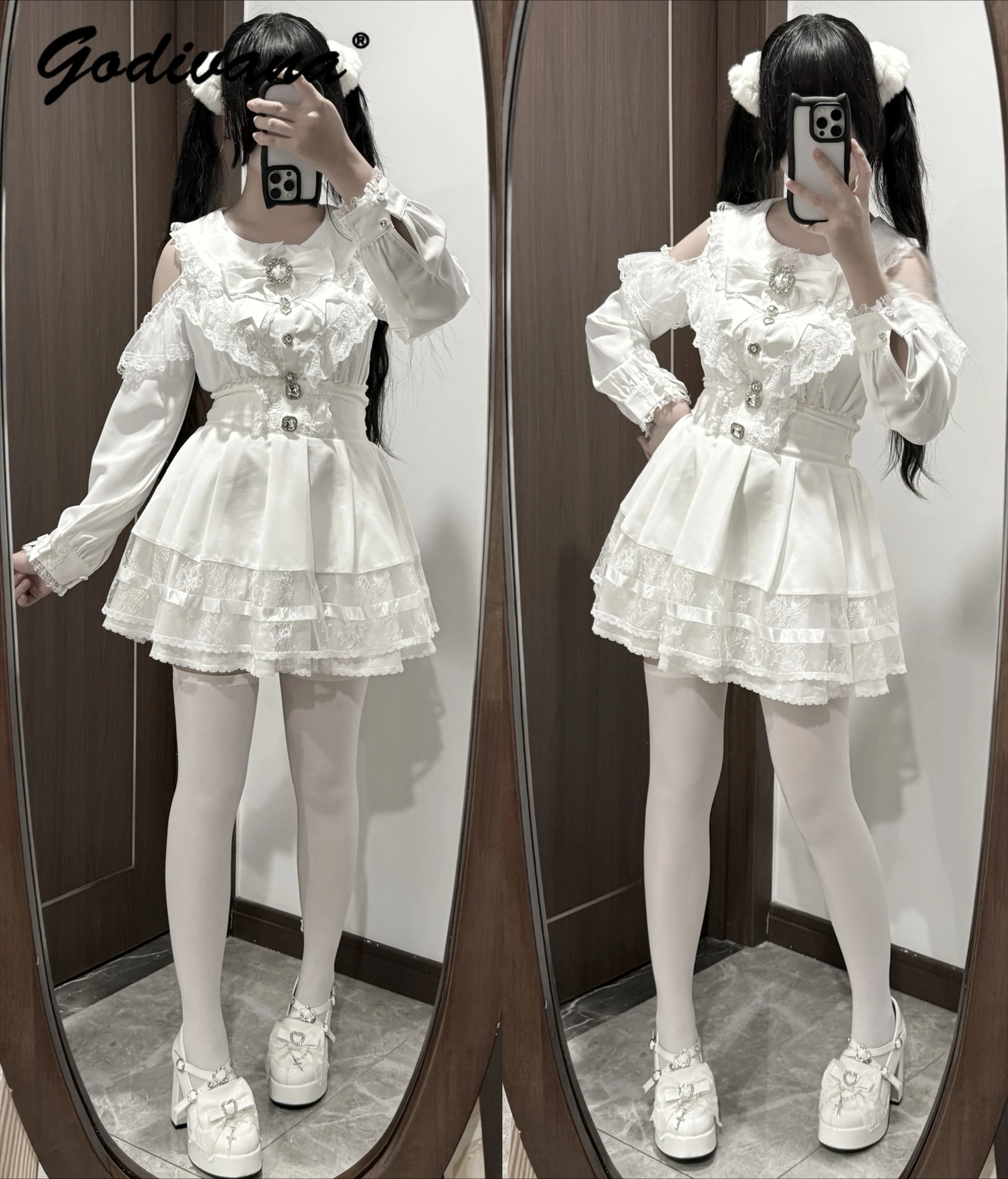 Japanese Mine Series New Autumn Lace Splicing Double-layer Short Skirt Lolita Girl High-waisted Y2K Black and White Skirts
Japanese Mine Series New Autumn Lace Splicing Double-layer Short Skirt Lolita Girl High-waisted Y2K Black and White Skirts