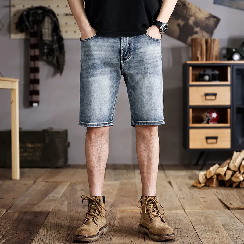 New summer fashion simple washed denim shorts men's tide casual straight American gangster handsome five pants
New summer fashion simple washed denim shorts men's tide casual straight American gangster handsome five pants