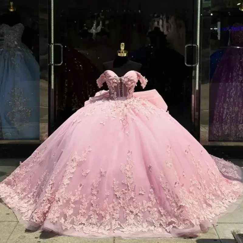 Customized Luxury Pink Quinceanera Dresses With Bow Beading Lace Off-Shoulder Vestidos De 15 Anos Birthday Party
Customized Luxury Pink Quinceanera Dresses With Bow Beading Lace Off-Shoulder Vestidos De 15 Anos Birthday Party