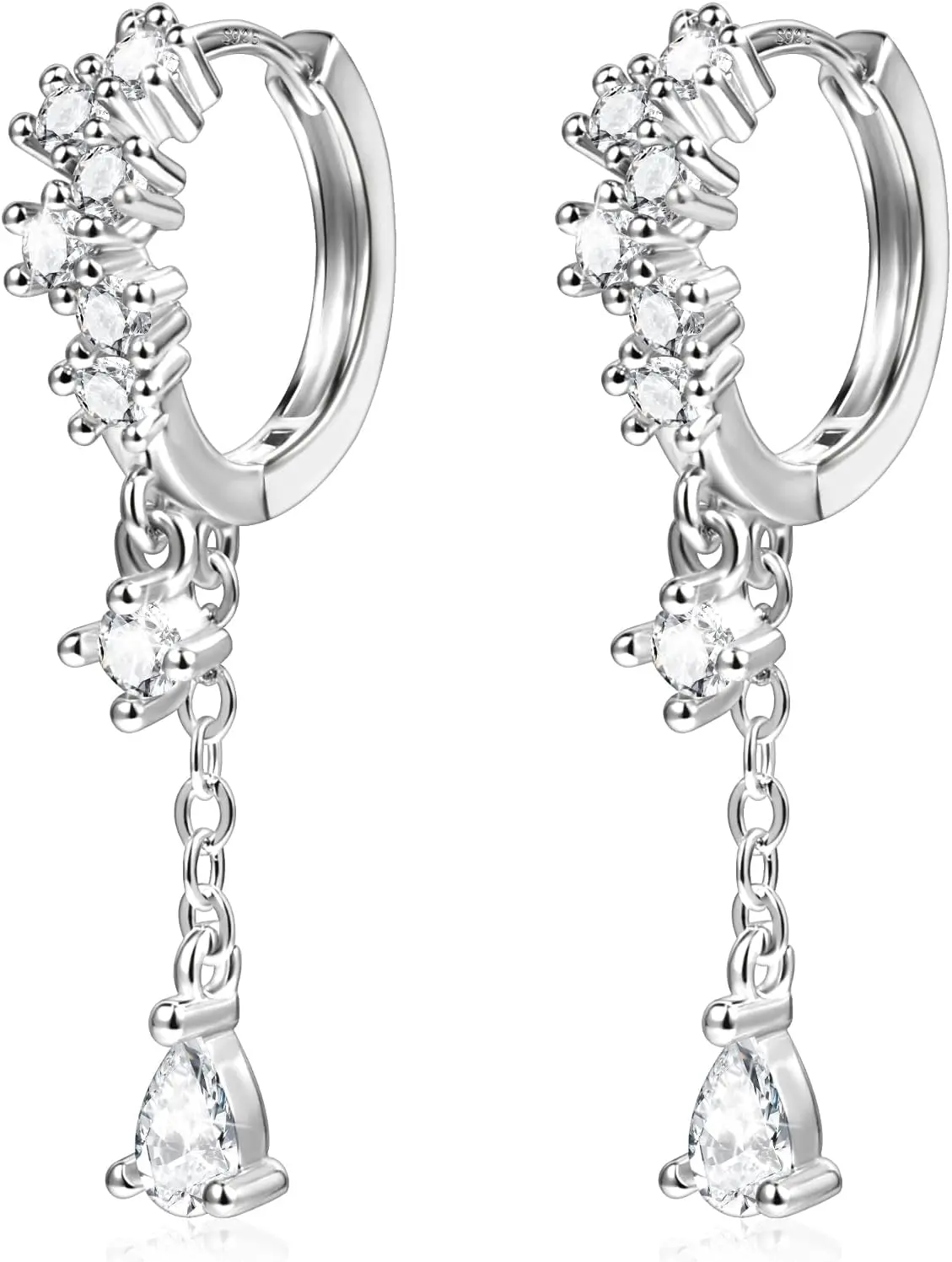 14K Gold Plated Dangle Earrings with Cubic Zirconia Teardrop Chain Hoop for Women
14K Gold Plated Dangle Earrings with Cubic Zirconia Teardrop Chain Hoop for Women