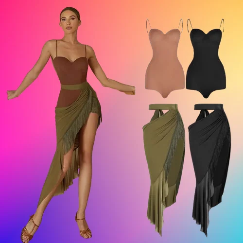 Women'S Cha Cha Rumba Latin Dance Costumes Adults Backless Dance Bodysuit Slit Fringe Skirt Female Latin Dance Suit
Women'S Cha Cha Rumba Latin Dance Costumes Adults Backless Dance Bodysuit Slit Fringe Skirt Female Latin Dance Suit