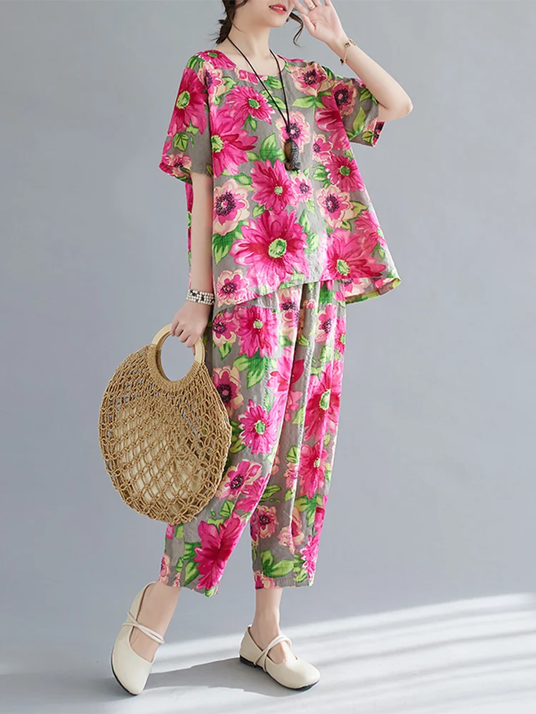 Summer Lightweight Cotton Linen Short Sleeve Printed Casual Two-Piece Set for Middle-Aged And Elderly Women Comfortable Breat...
Summer Lightweight Cotton Linen Short Sleeve Printed Casual Two-Piece Set for Middle-Aged And Elderly Women Comfortable Breat...