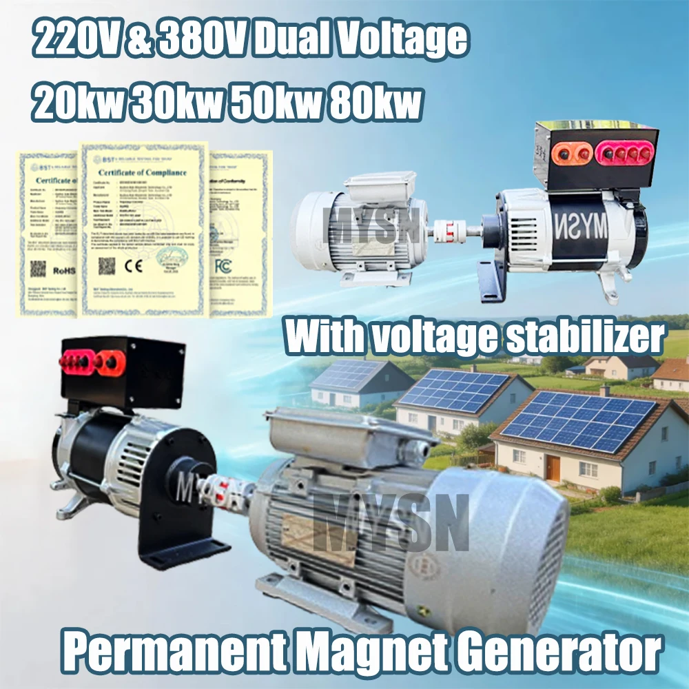 CE Certification 230V 80KW 380V AC Permanent Magnet Generator 220V 50KW Dynamo 100KW Portable Generator For RV Farm Homeuse
CE Certification 230V 80KW 380V AC Permanent Magnet Generator 220V 50KW Dynamo 100KW Portable Generator For RV Farm Homeuse