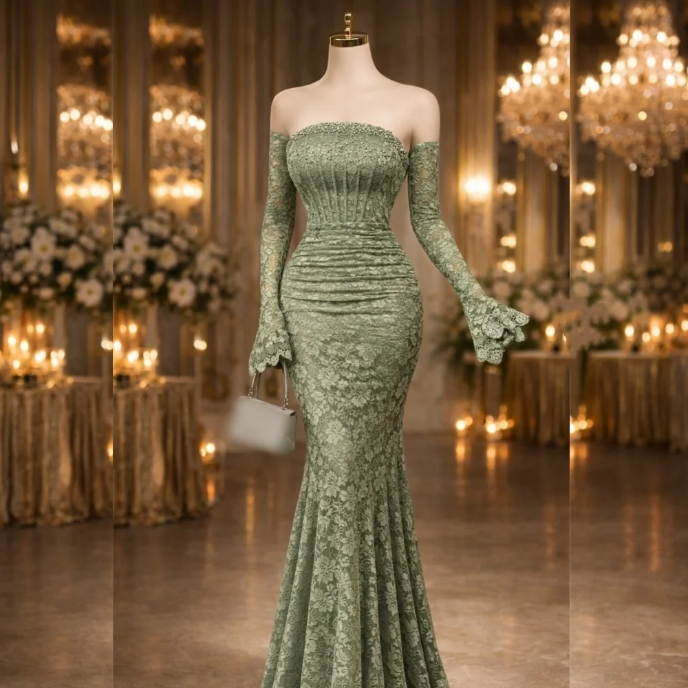 Customized Lace Pleat Formal Evening Dress Beading Mermaid Floor-length Bespoke Occasion Elegant Party Wedding High Quality
Customized Lace Pleat Formal Evening Dress Beading Mermaid Floor-length Bespoke Occasion Elegant Party Wedding High Quality