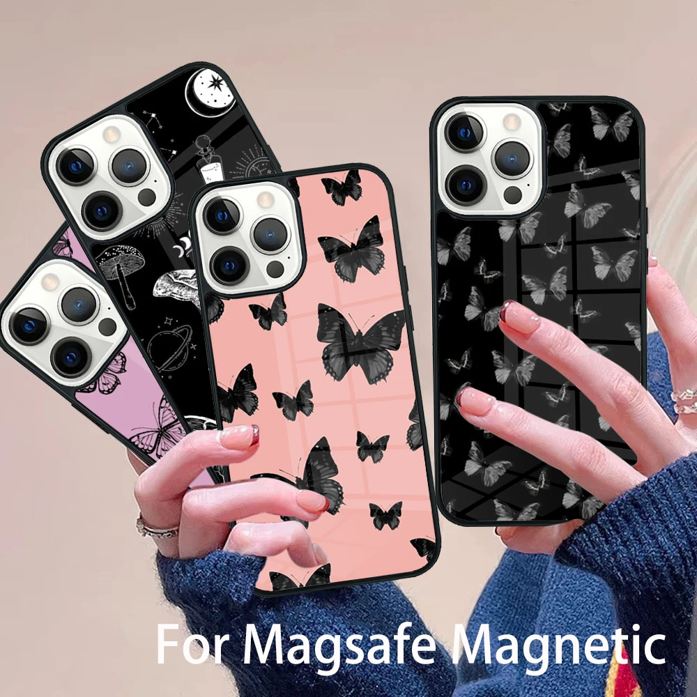 Black Beautiful Butterfly Phone Case Magesafe Magnetic Wireless Charge Cover For IPhone 16 11 12 13 14 15 Pro Max Plus Mini
Black Beautiful Butterfly Phone Case Magesafe Magnetic Wireless Charge Cover For IPhone 16 11 12 13 14 15 Pro Max Plus Mini