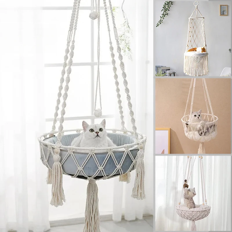 Pet Cat Hammock Hanging Cat Bed Hand Woven Cotton Rope Cats Hanging Basket Kitten Hanging String Den Indoor Pend Nest Pets
Pet Cat Hammock Hanging Cat Bed Hand Woven Cotton Rope Cats Hanging Basket Kitten Hanging String Den Indoor Pend Nest Pets