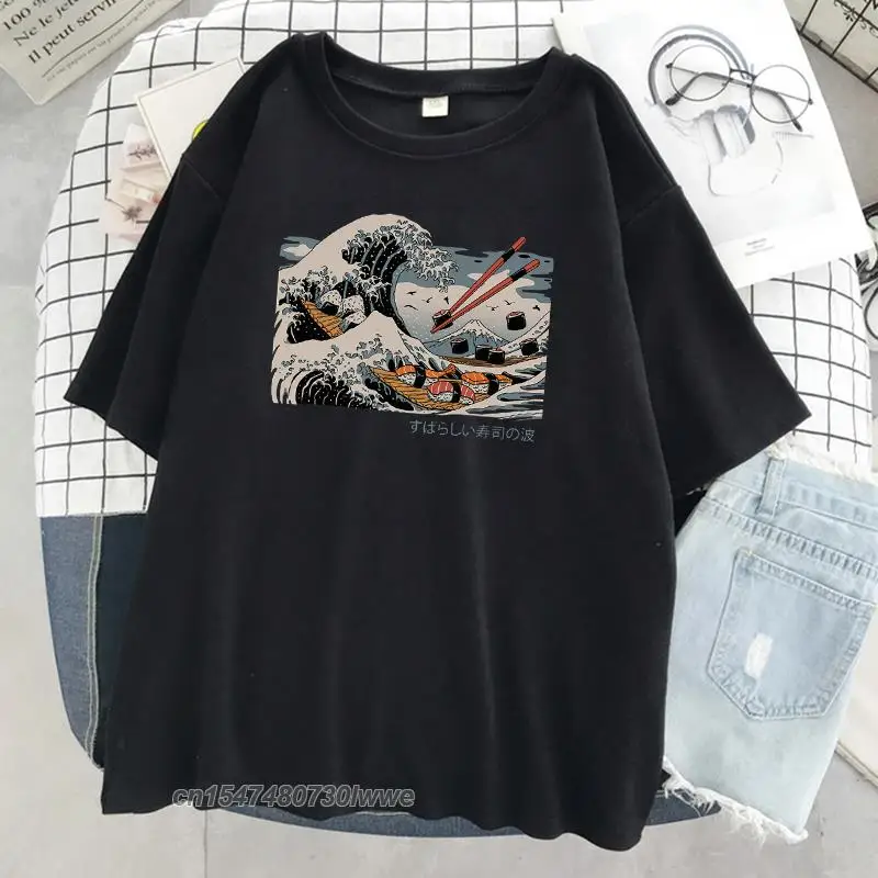 Women T Shirt Cartoon The Great Wave Brand T-Shirt Casual Harajuku Hip Hop Women's Tops Ukiyoe Sushi Tee Clothing
Women T Shirt Cartoon The Great Wave Brand T-Shirt Casual Harajuku Hip Hop Women's Tops Ukiyoe Sushi Tee Clothing