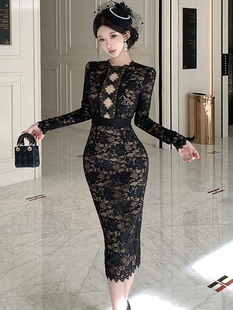 Женское корейское элегантное сексуальное клубное платье, осень-зима, черное кружевное платье с цветочным крючком, 2024, винтажное облегающее роскошное вечернее платье
Женское корейское элегантное сексуальное клубное платье, осень-зима, черное кружевное платье с цветочным крючком, 2024, винтажное облегающее роскошное вечернее платье