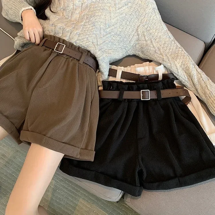 Corduroy Wide Leg Shorts for Women Autumn 2024 New Korean High Waist Skinny Boots Shorts with Belt Solid Casual Womens Shorts 
Corduroy Wide Leg Shorts for Women Autumn 2024 New Korean High Waist Skinny Boots Shorts with Belt Solid Casual Womens Shorts