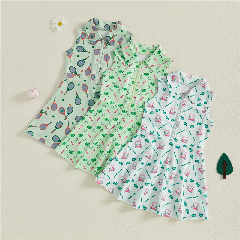 Toddler Kids Baby Girls Summer A-line Dress Sleeveless Turn Down Collar Zip Up Golf Print Dress Children Casual Dresses
Toddler Kids Baby Girls Summer A-line Dress Sleeveless Turn Down Collar Zip Up Golf Print Dress Children Casual Dresses