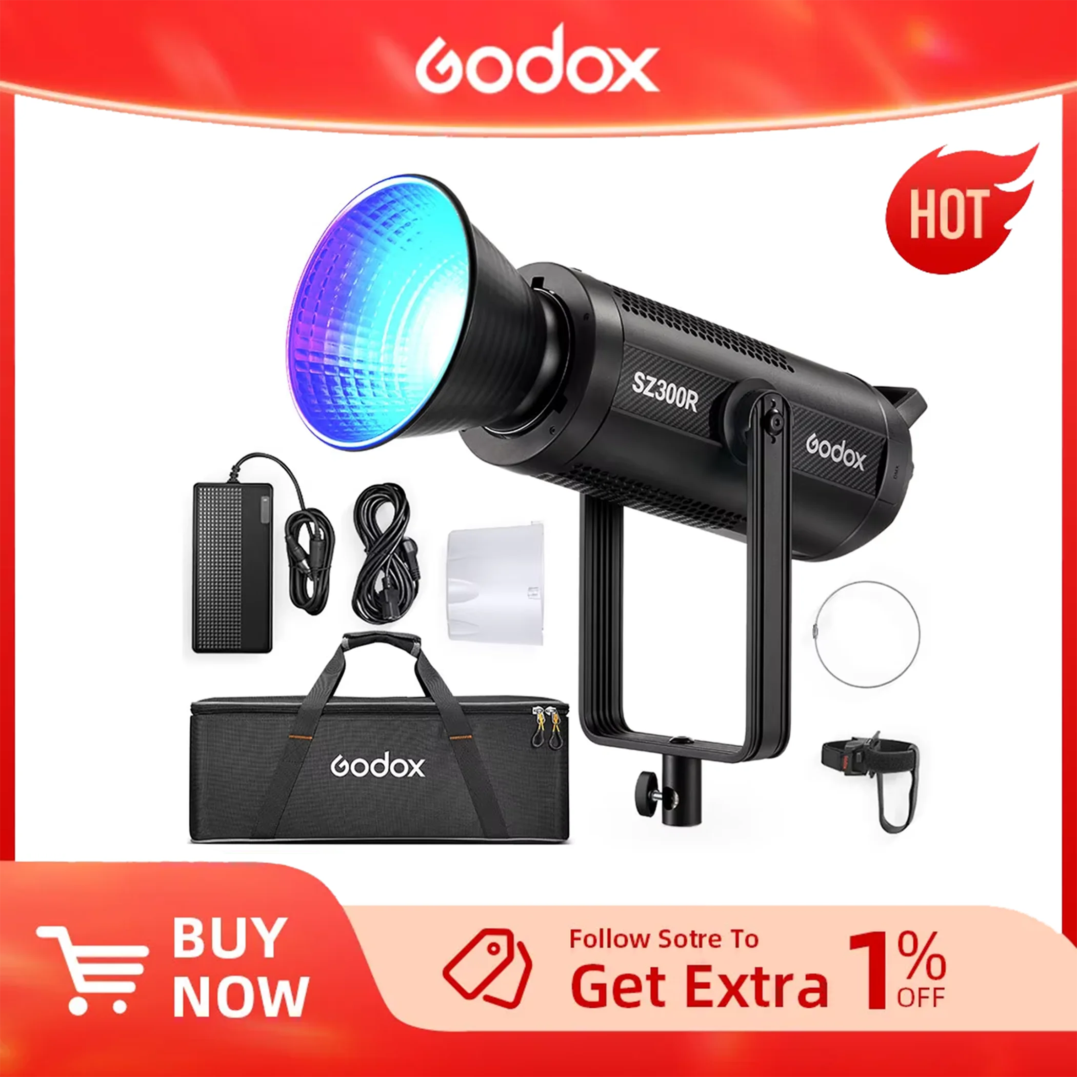 Godox SZ300R LED Video Light An accessory with 2500 -10000K light body control for Photography Studio and Live use
Godox SZ300R LED Video Light An accessory with 2500 -10000K light body control for Photography Studio and Live use