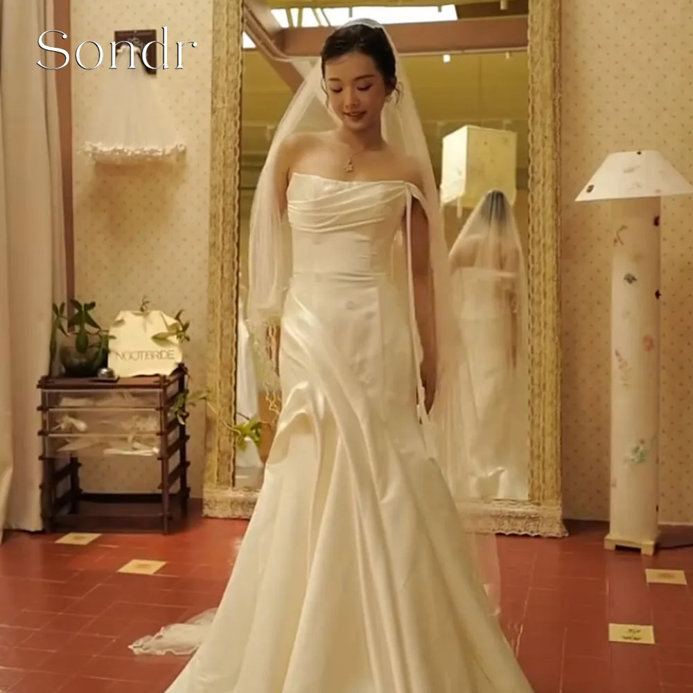 Sondr Customized One Shoulder Korean Wedding Dresses Corset Back Pleated Mermaid Bridal Gown Floor-Length Bride's Dresses
Sondr Customized One Shoulder Korean Wedding Dresses Corset Back Pleated Mermaid Bridal Gown Floor-Length Bride's Dresses