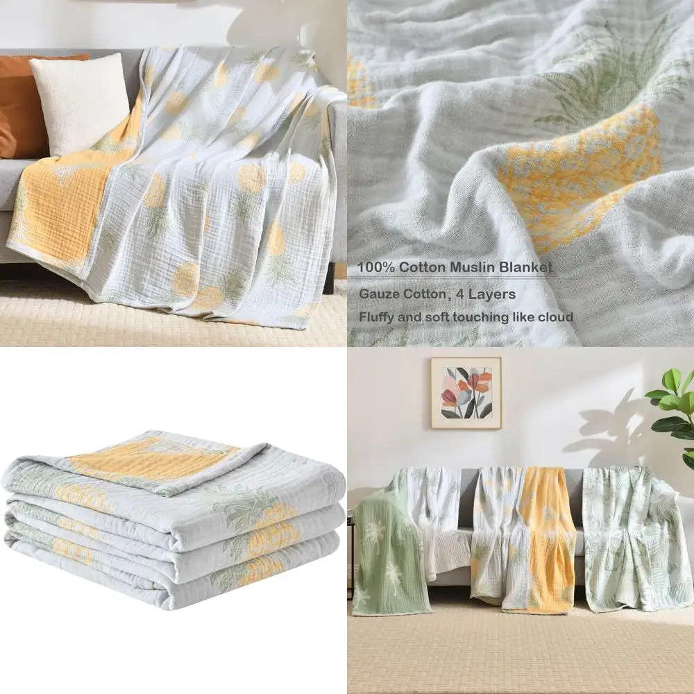 King Size Cotton Muslin Throw Blanket, 104x92, Vintage Style, Reversible & Breathable for Outdoors and Indoors
King Size Cotton Muslin Throw Blanket, 104x92, Vintage Style, Reversible & Breathable for Outdoors and Indoors