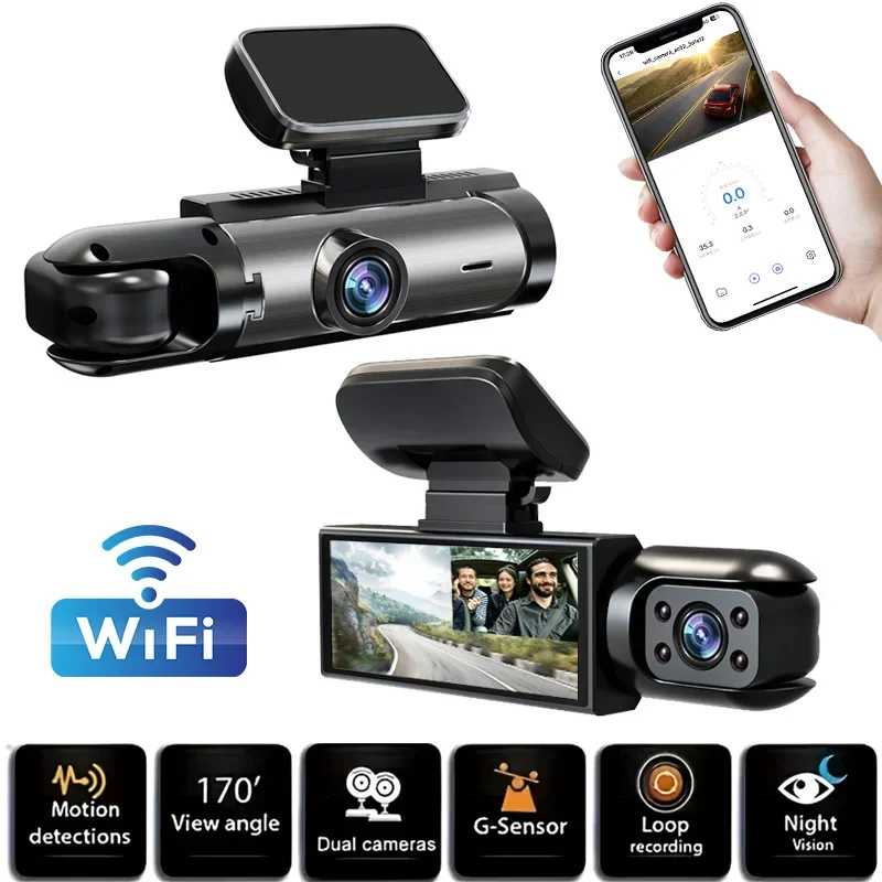1080P WIFI Dual camera Dash Cam for cars Wide Angle Adjustable Vehicle Front And Inside car camera with IR Night Car DVR Came
1080P WIFI Dual camera Dash Cam for cars Wide Angle Adjustable Vehicle Front And Inside car camera with IR Night Car DVR Came