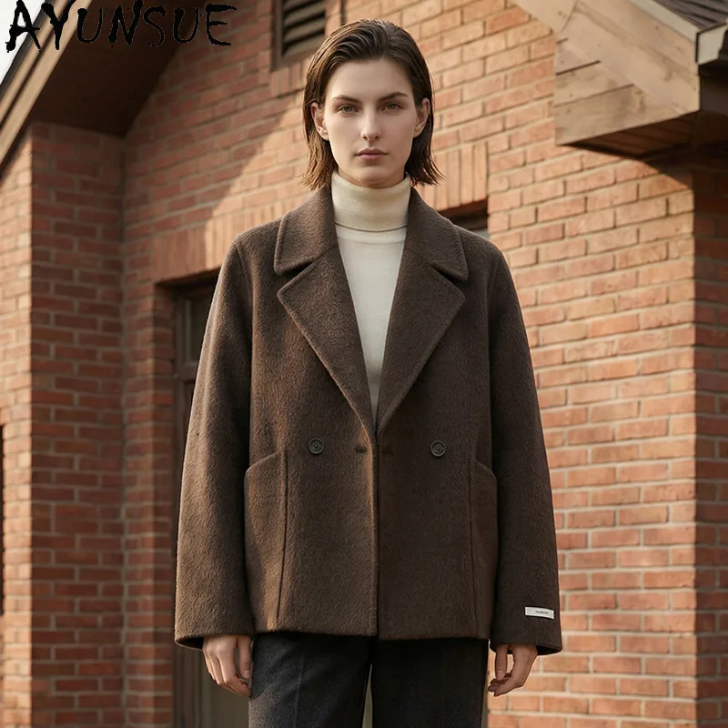 AYUNSUE Women's 100% Wool Coat Loose Elegant Commuter Jacket Woman Double-sided Woolen Overcoat Woman Clothes Autumn Winter 2026
AYUNSUE Women's 100% Wool Coat Loose Elegant Commuter Jacket Woman Double-sided Woolen Overcoat Woman Clothes Autumn Winter 2026