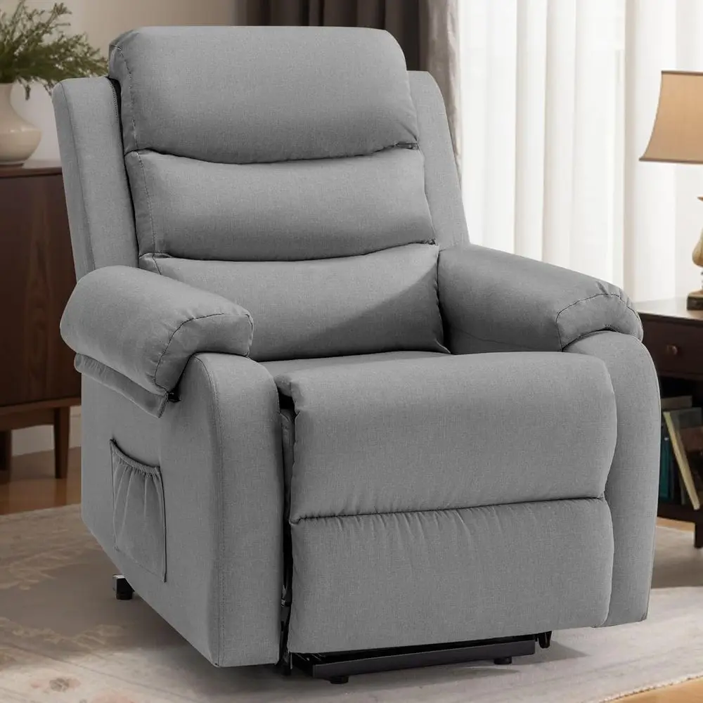 Grey Upholstered Power Recliner with Memory Function for Comfortable Seating in Living or Reading Rooms
Grey Upholstered Power Recliner with Memory Function for Comfortable Seating in Living or Reading Rooms
