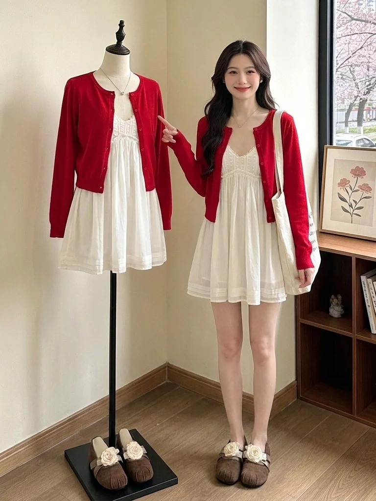 Red Doll Suit Set Women's Summer Fashion Outerwear Dress High Waist Short Skirt V-Neck Long Sleeve Cardigan Two-Piece Set
Red Doll Suit Set Women's Summer Fashion Outerwear Dress High Waist Short Skirt V-Neck Long Sleeve Cardigan Two-Piece Set