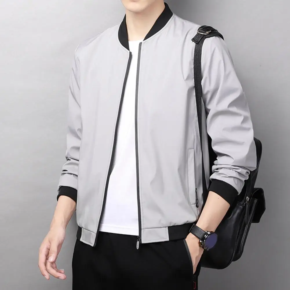 Men Solid Color Jacket Stylish Men's Spring Fall Jacket with Stand Collar Zipper Closure Pockets Mid Length Coat for Wear Zipper
Men Solid Color Jacket Stylish Men's Spring Fall Jacket with Stand Collar Zipper Closure Pockets Mid Length Coat for Wear Zipper