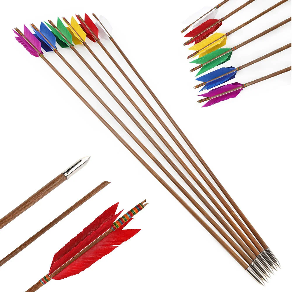 12pcs Bamboo Arrows OD8mm 33-inch Shaft with 4-inch Natural Turkey Feather Fletching for Traditional Longbow Recurve Bow Hunting Target Practice
12pcs Bamboo Arrows OD8mm 33-inch Shaft with 4-inch Natural Turkey Feather Fletching for Traditional Longbow Recurve Bow Hunting Target Practice