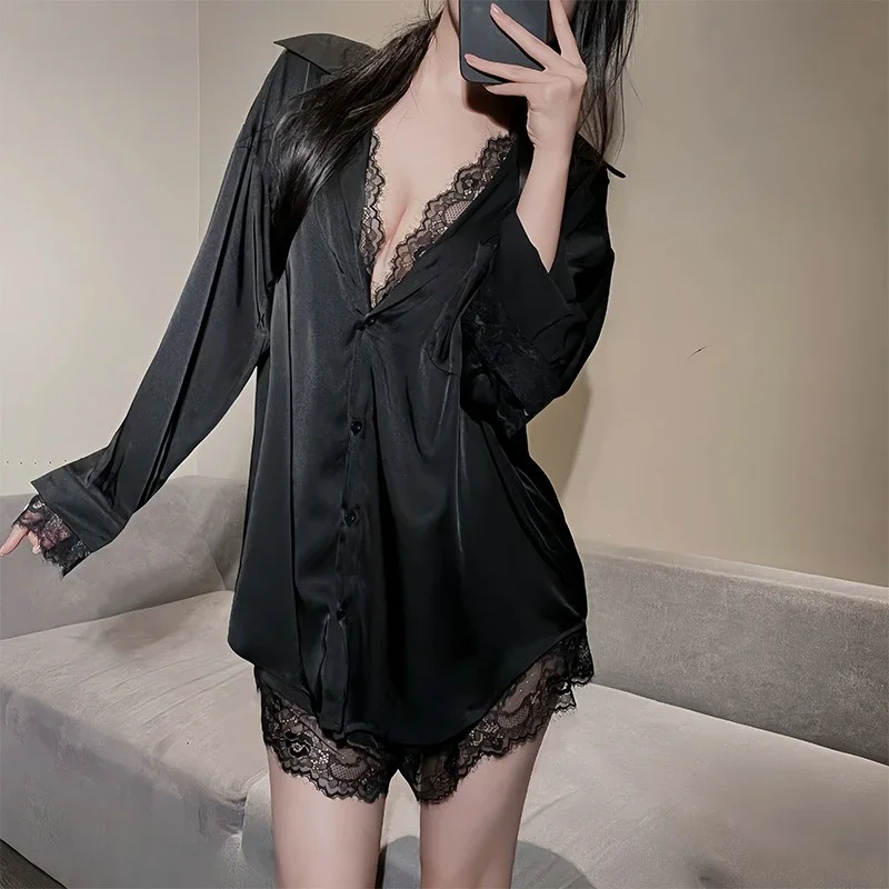 Sexy Lingerie Woman Boyfriend-style Shirt Sexy Plus-size Pajama with Thin Fabric Lace Nightgown for Ladies Sexy Nightgowns
Sexy Lingerie Woman Boyfriend-style Shirt Sexy Plus-size Pajama with Thin Fabric Lace Nightgown for Ladies Sexy Nightgowns