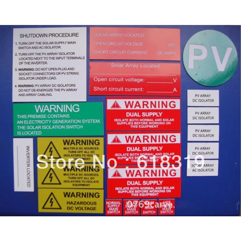 500 Sets (15pcs Per Set) High Quality Solar Warning Label, ABS PV Labels, Solar Label Kits
500 Sets (15pcs Per Set) High Quality Solar Warning Label, ABS PV Labels, Solar Label Kits