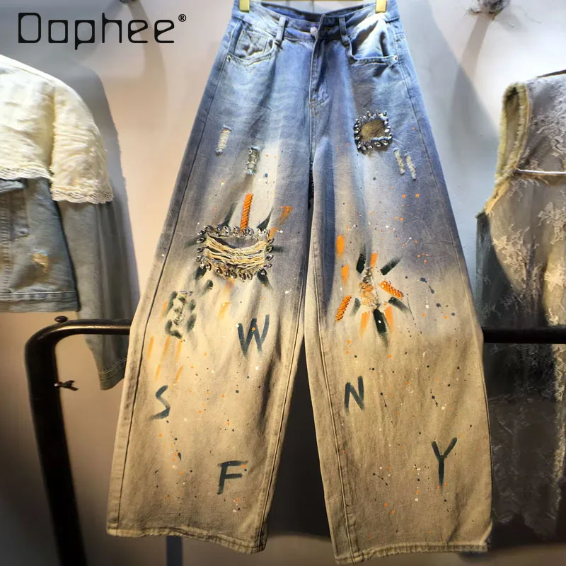 2025 Spring Clothing New Heavy Industry Full Body Hot Diamond High Waist Skinny Wide Leg Straight Jeans Trousers Women's Pants
2025 Spring Clothing New Heavy Industry Full Body Hot Diamond High Waist Skinny Wide Leg Straight Jeans Trousers Women's Pants