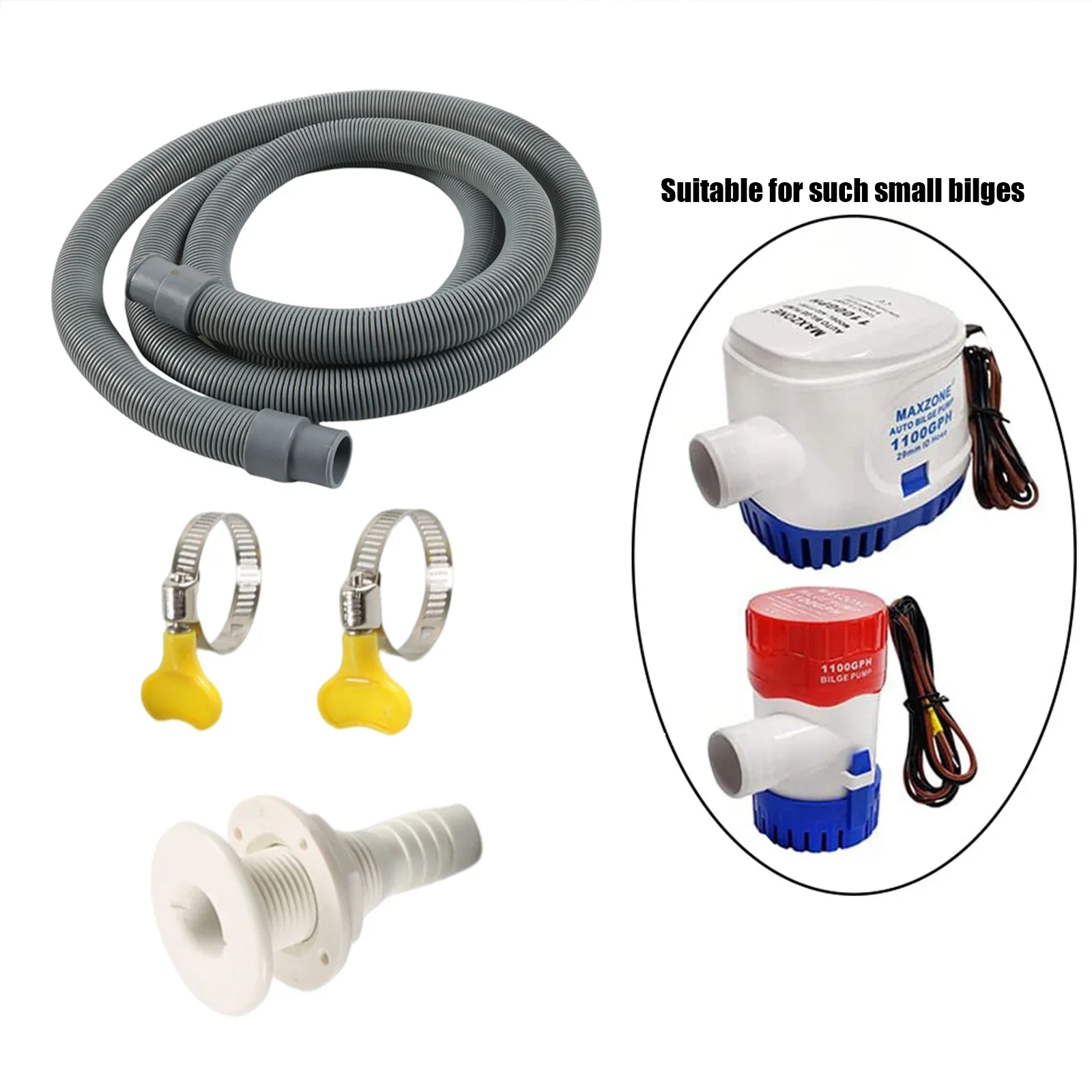 PVC Bilge Pump Hose Installation Kit for Boats, 6FT Anti Leak Hose, Suitable for 3/4 or 1 1/8 Outlets, Cuffless Design
PVC Bilge Pump Hose Installation Kit for Boats, 6FT Anti Leak Hose, Suitable for 3/4 or 1 1/8 Outlets, Cuffless Design