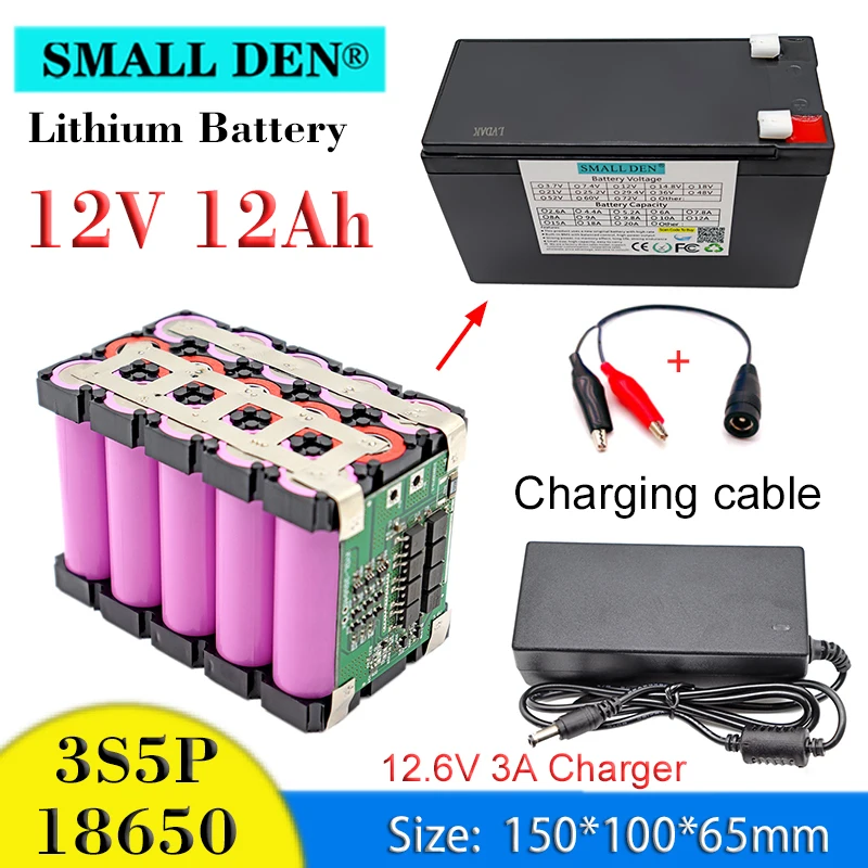12V 12Ah 18650 Lithium battery pack 3S5P Green and Black For Sprayer Surveillance Access camera toys car Light +12.6V 3A Charger
12V 12Ah 18650 Lithium battery pack 3S5P Green and Black For Sprayer Surveillance Access camera toys car Light +12.6V 3A Charger