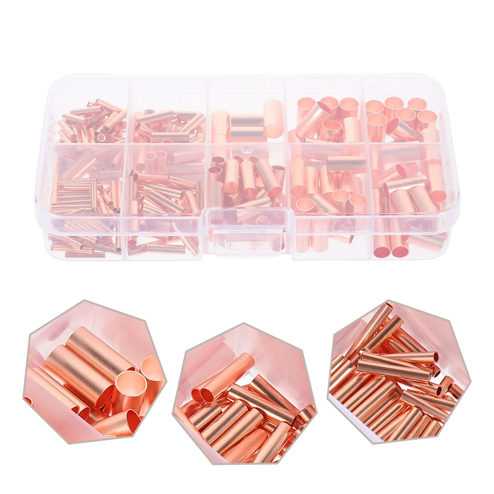 250Pcs Copper Joint Tubes Strong Wire Connectors Thermal Conductivity Small Copper Tubes Wire Connection Joint Tube
250Pcs Copper Joint Tubes Strong Wire Connectors Thermal Conductivity Small Copper Tubes Wire Connection Joint Tube