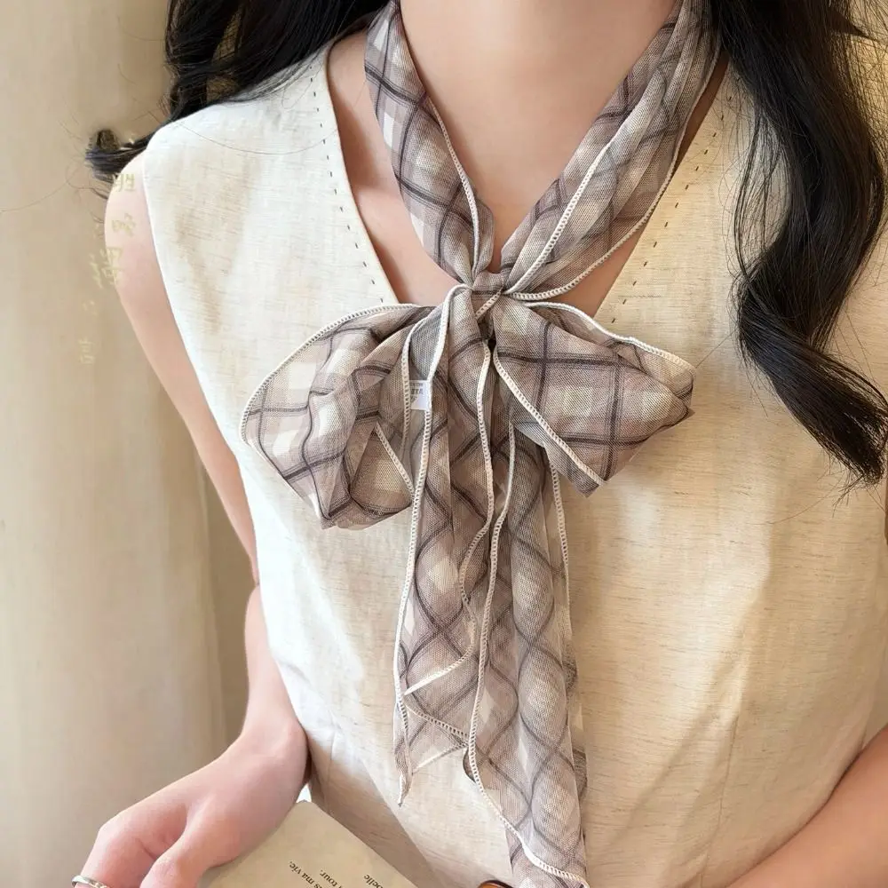 Bow Ties Plaid Pattern Long Silk Scarf Printed Lattice Flower Scarf Mesh Cravat Long Ribbon Scarves
Bow Ties Plaid Pattern Long Silk Scarf Printed Lattice Flower Scarf Mesh Cravat Long Ribbon Scarves