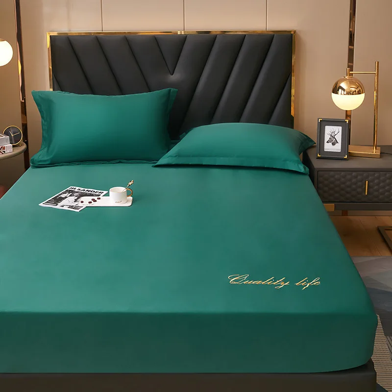 Высококачественный набор простыней с вышитым эффектом, однотонный набор простыней из шелковистой ткани королевского размера с 2 наволочками, роскошное двуспальное постельное белье 
Высококачественный набор простыней с вышитым эффектом, однотонный набор простыней из шелковистой ткани королевского размера с 2 наволочками, роскошное двуспальное постельное белье