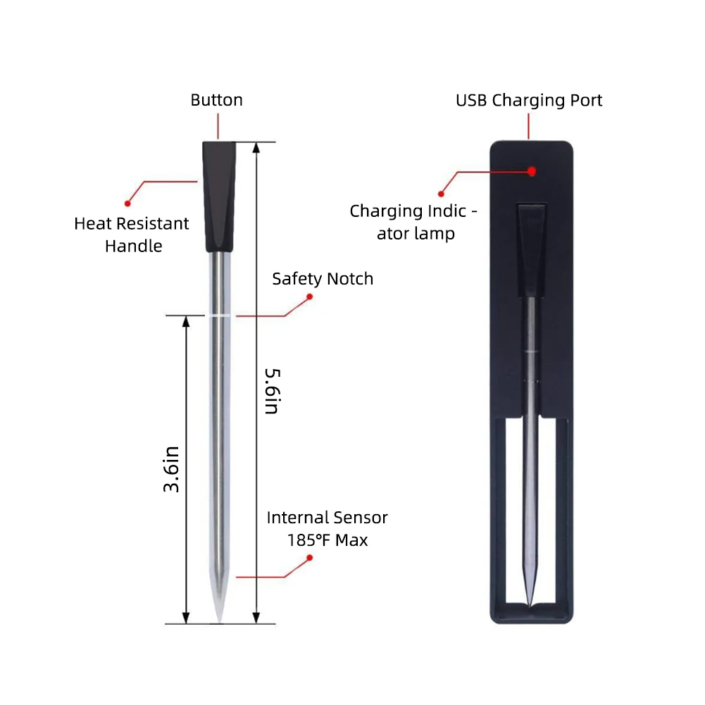 Wireless Bluetooth USB Food BBQ Thermometer Mobile APP New Kitchen Food Barbecu Thermometer Meat Thermometer
Wireless Bluetooth USB Food BBQ Thermometer Mobile APP New Kitchen Food Barbecu Thermometer Meat Thermometer
