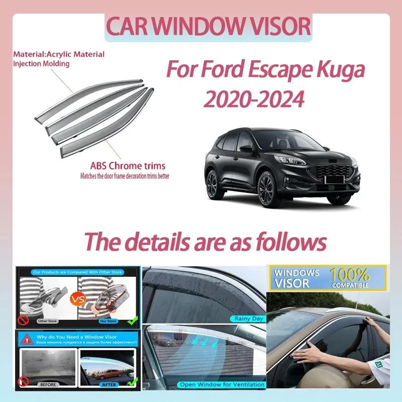 Car Window Visor for Ford Escape Kuga 2020-2024 Deflector Window Rain Guard Weathershield Sun Rain Guard Auto Accessories Tools
Car Window Visor for Ford Escape Kuga 2020-2024 Deflector Window Rain Guard Weathershield Sun Rain Guard Auto Accessories Tools