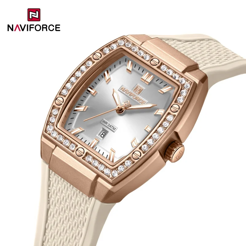 NAVIFORCE Luxury Quartz Women's Watch Tonneau Design Dial Silicone Band Waterproof Luminous Ladies Wristwatch for Daily Wear
NAVIFORCE Luxury Quartz Women's Watch Tonneau Design Dial Silicone Band Waterproof Luminous Ladies Wristwatch for Daily Wear