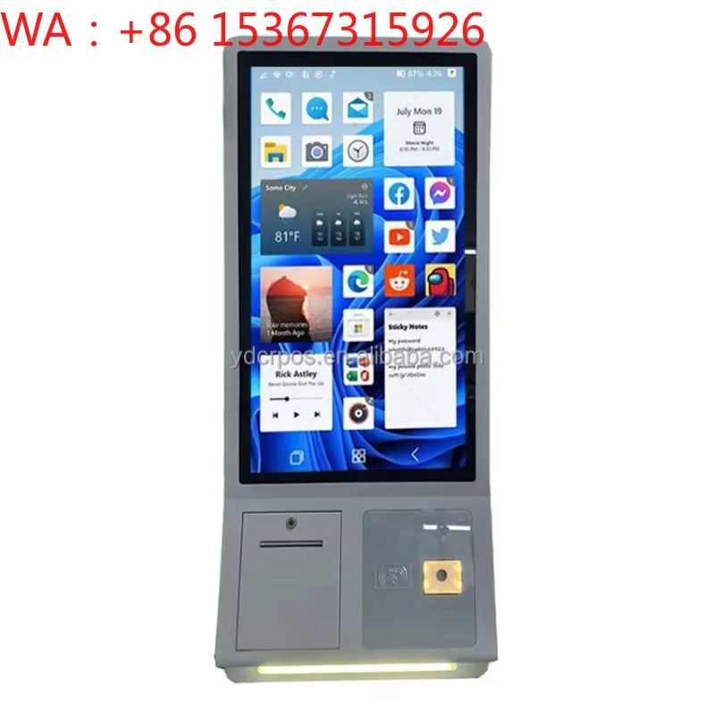 23.8 Inch Touch Screen Self Service Payment Kiosk Terminal QR Scanner 80mm Printer for Retail
23.8 Inch Touch Screen Self Service Payment Kiosk Terminal QR Scanner 80mm Printer for Retail