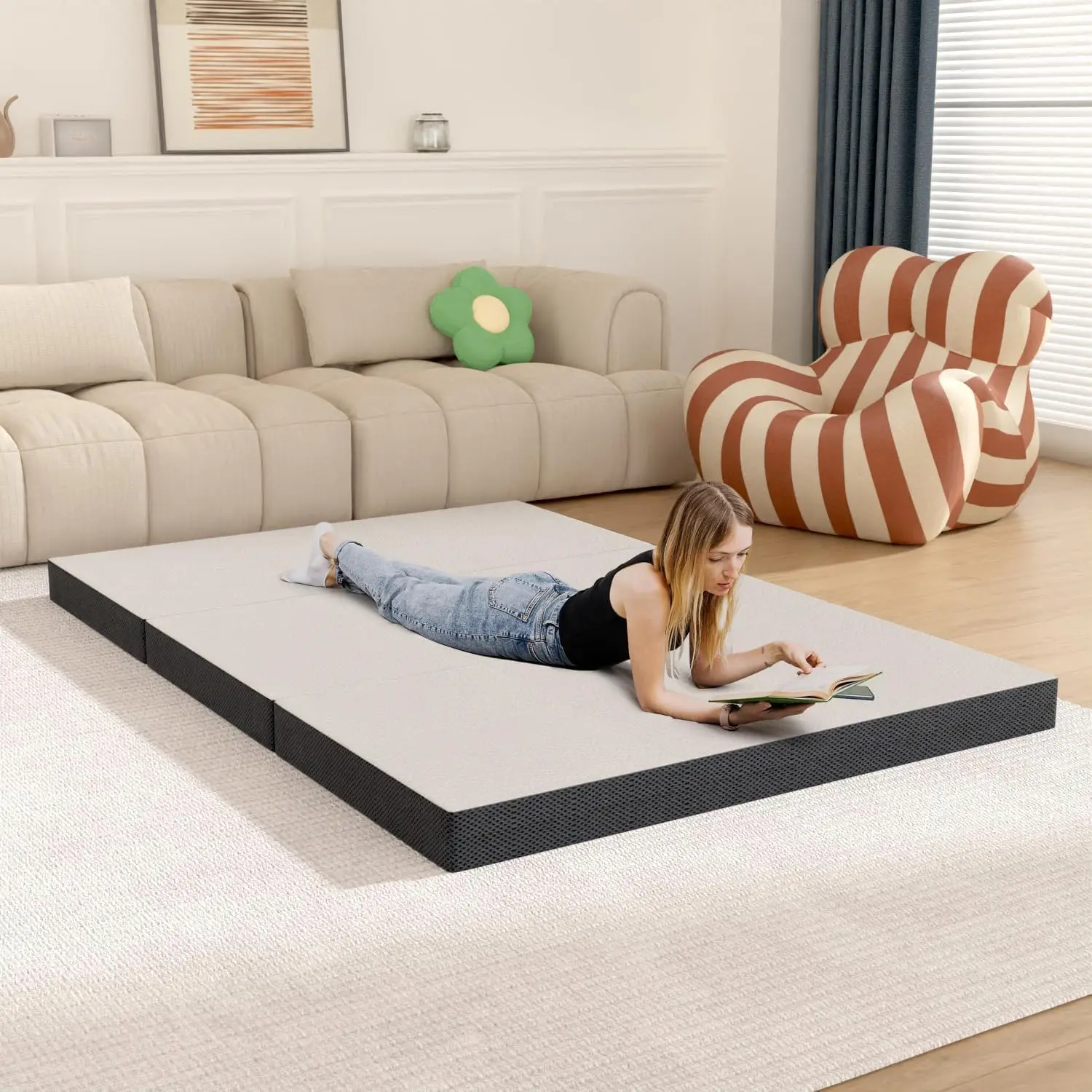 3/4 Inch Tri Fold Folding Mattress With Cover, Cooling Gel Memory Foam Mattress For A Cool Sleep & Pressure Relief, Medium Firm
3/4 Inch Tri Fold Folding Mattress With Cover, Cooling Gel Memory Foam Mattress For A Cool Sleep & Pressure Relief, Medium Firm