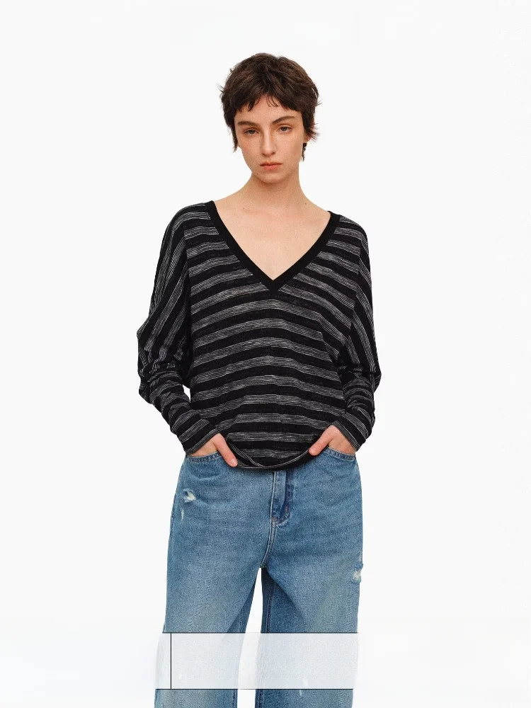 Washed Batwing Sleeve T-Shirt V-Neck Striped Cotton Polyester Blend Spring Commute Style Long Sleeve Thin Regular Length
Washed Batwing Sleeve T-Shirt V-Neck Striped Cotton Polyester Blend Spring Commute Style Long Sleeve Thin Regular Length