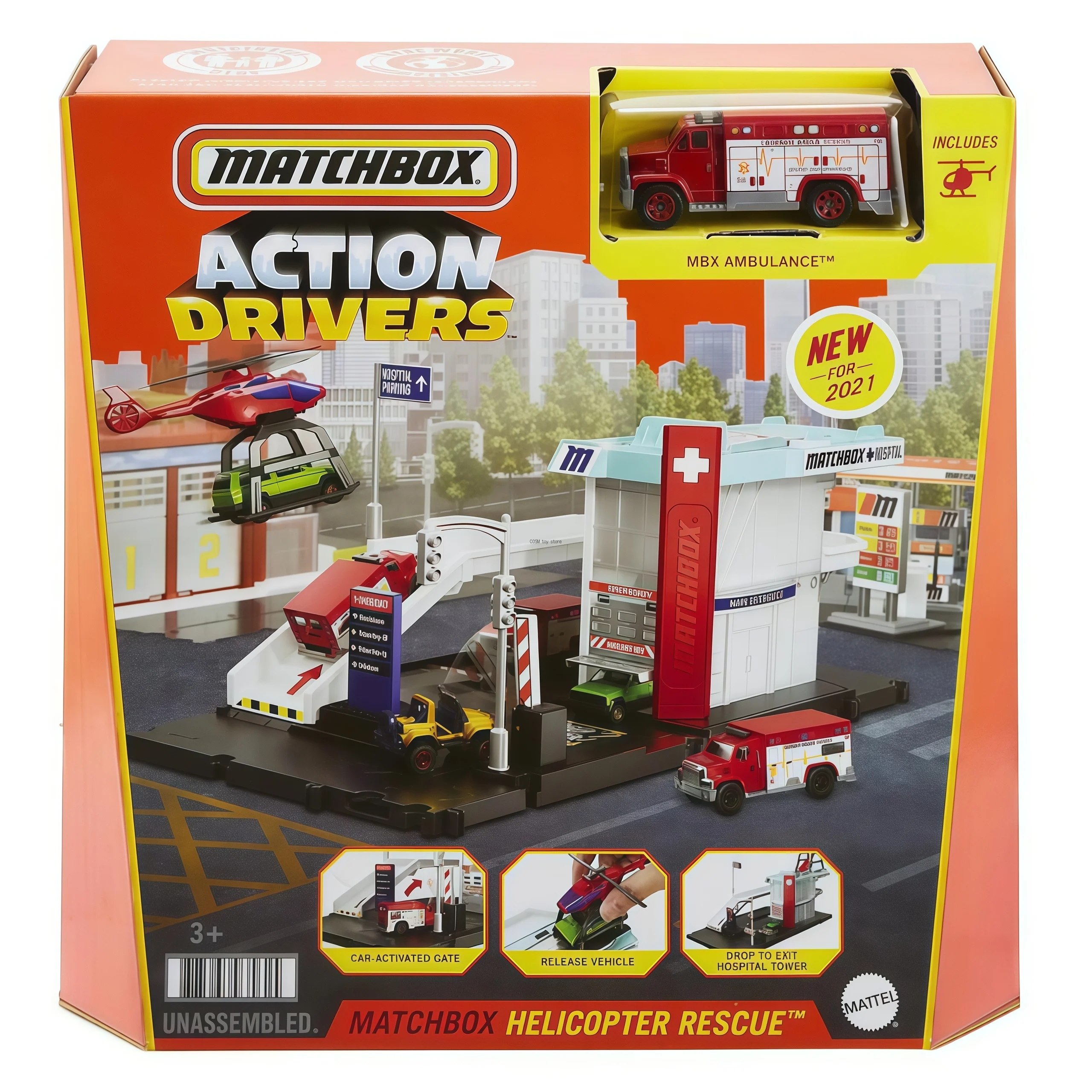 Matchbox Action Drivers Helicopter Rescue Playset With MBX Ambulance Diecast Car Hospital Scene Collectible Model Decor Gift
Matchbox Action Drivers Helicopter Rescue Playset With MBX Ambulance Diecast Car Hospital Scene Collectible Model Decor Gift