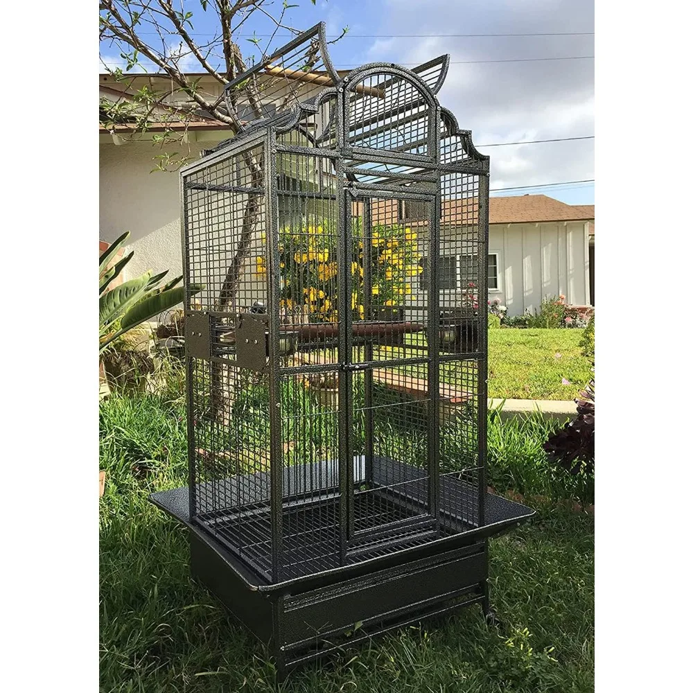 Large Elegance and Durable Wrought Iron Open Play Top Stand Bird Parrot Rolling Cage, Include Metal Seed Guard Solid Metal Feede
Large Elegance and Durable Wrought Iron Open Play Top Stand Bird Parrot Rolling Cage, Include Metal Seed Guard Solid Metal Feede