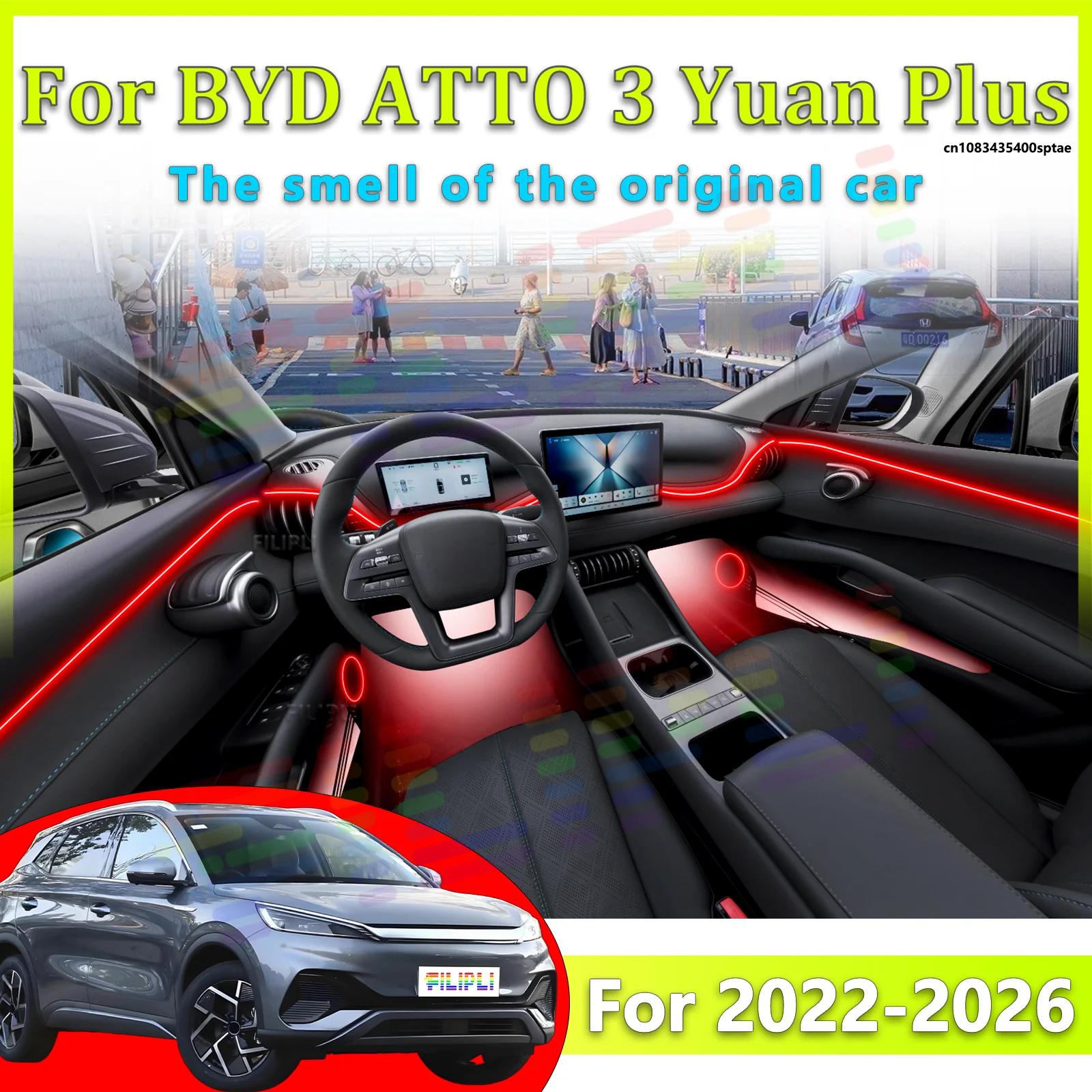 For BYD ATTO3 Yuan Plus 2022-2026Y Luxury Automotive Interior Ambient Light Music Sync Mode APP Hidden Style Refined Experience
For BYD ATTO3 Yuan Plus 2022-2026Y Luxury Automotive Interior Ambient Light Music Sync Mode APP Hidden Style Refined Experience