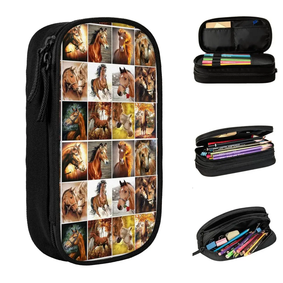 Пенал с изображением лошади и коллажа, Galloping Animal Lovers, держатель для ручек, сумка для студентов, большие школьные принадлежности для хранения, подарочные пеналы
Пенал с изображением лошади и коллажа, Galloping Animal Lovers, держатель для ручек, сумка для студентов, большие школьные принадлежности для хранения, подарочные пеналы