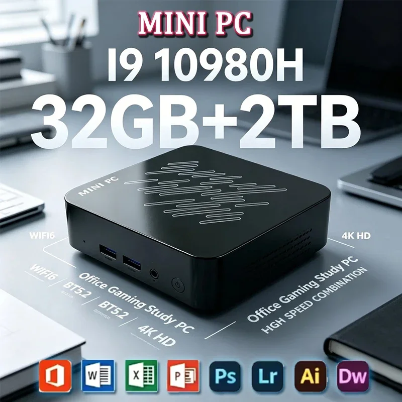 Portable Mini PC Multi-purpose Mini PC Intel Core I9 10980HK 16GB 128GB RAM 1TB SSD Gaming Computer WiFi6 Desktop PC
Portable Mini PC Multi-purpose Mini PC Intel Core I9 10980HK 16GB 128GB RAM 1TB SSD Gaming Computer WiFi6 Desktop PC