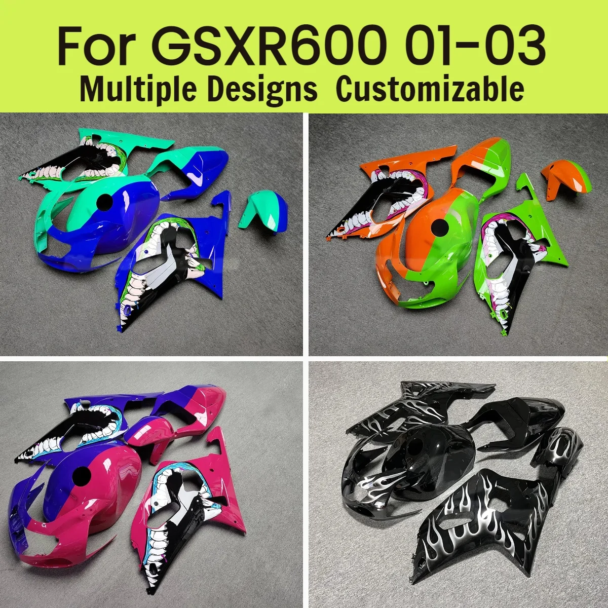 For GSXR600 GSXR750 2001 2002 2003 Cool Fairing Set GSXR 600 750 01 02 03 Complete Motorcycle Plastic Component Fairings Kit
For GSXR600 GSXR750 2001 2002 2003 Cool Fairing Set GSXR 600 750 01 02 03 Complete Motorcycle Plastic Component Fairings Kit