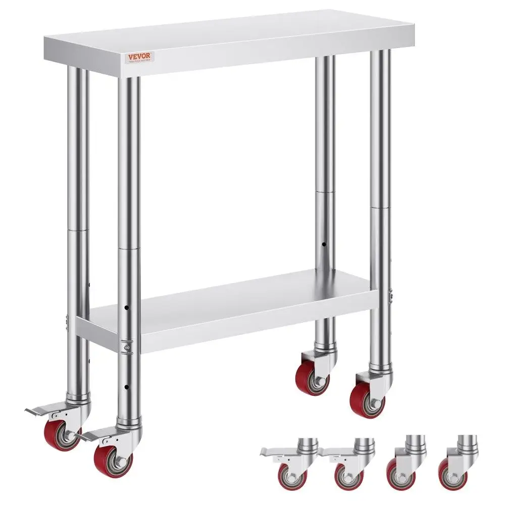 Stainless Steel 30x12x34 Inch Work Table 3 Stage Adjustable Shelf 4 Wheels Heavy Duty Commercial Prep Table with Brake
Stainless Steel 30x12x34 Inch Work Table 3 Stage Adjustable Shelf 4 Wheels Heavy Duty Commercial Prep Table with Brake